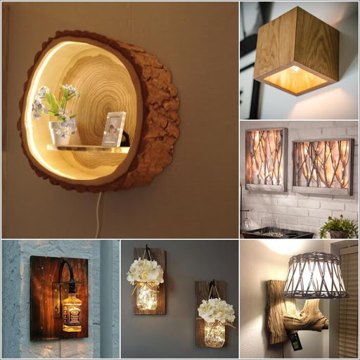 Ý tưởng và cách làm đèn tường trang trí phòng khách bằng gỗ