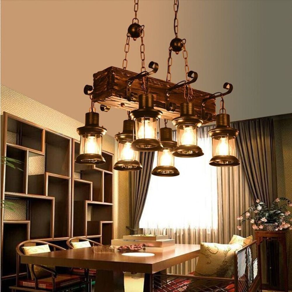 đèn thả trần bàn ăn bằng gỗ