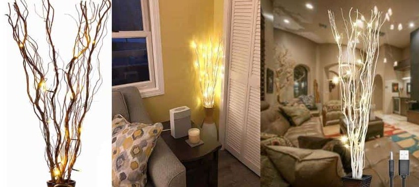 Cách làm đèn sàn trang trí phòng khách bằng nhánh cây khô